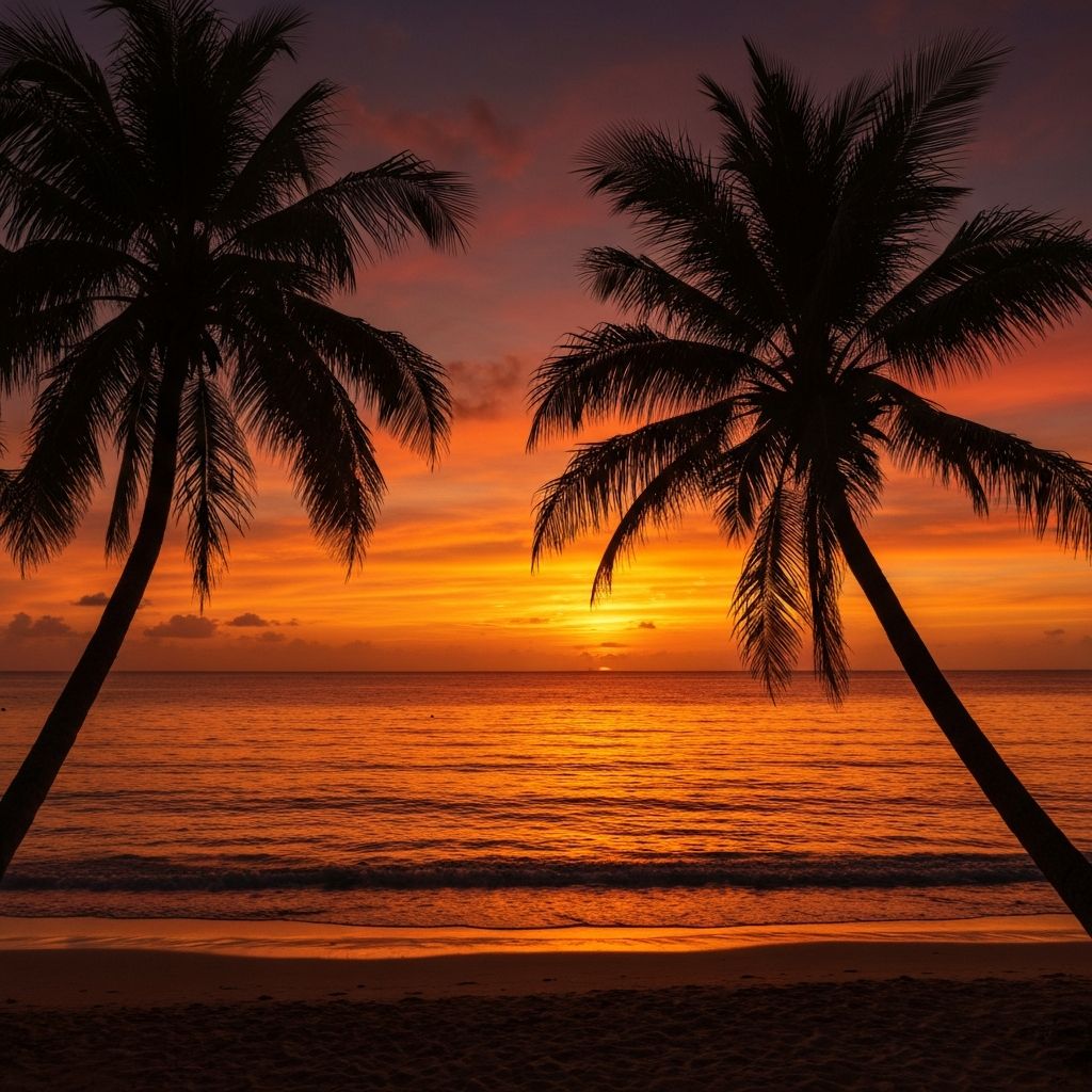 Urlaubscountdown - Zählen Sie die Tage bis zu Ihrem nächsten Urlaub Sonnenuntergang am Strand