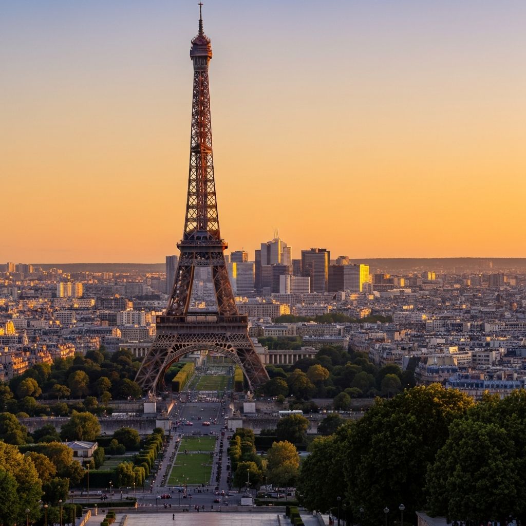 Paris Frankreich - Eiffelturm bei Sonnenuntergang