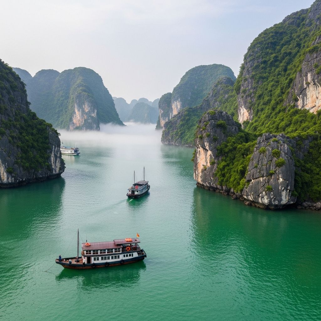 Vietnam Urlaub - Halong Bucht mit Kalksteinfelsen