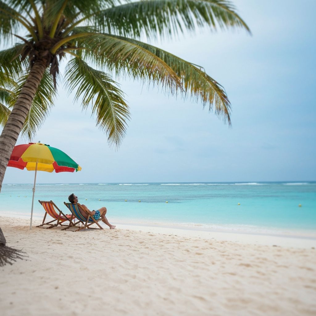 Strandurlaub günstig buchen - Tropischer Strand mit Palmen und türkisem Meer